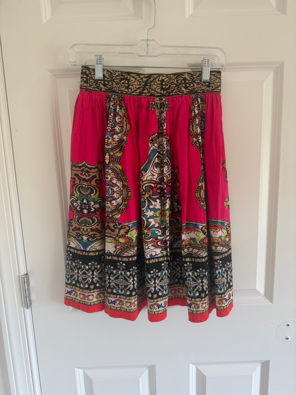 Boutique Brand Bright Pink Printed Boho Skirt Size Small